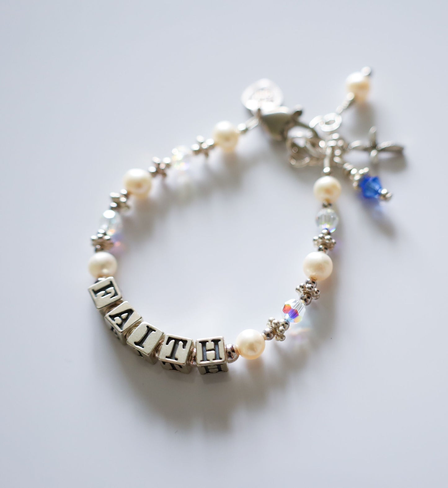 DIVINE NAME GIRLS BRACELET WITH BIRTHSTONE DANGLE CHARM