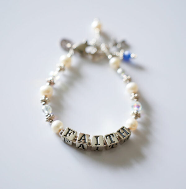 DIVINE NAME GIRLS BRACELET WITH BIRTHSTONE DANGLE CHARM