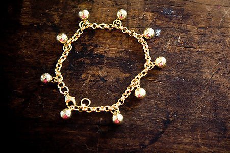 14K Gold Plate Jingle Bell Anklet