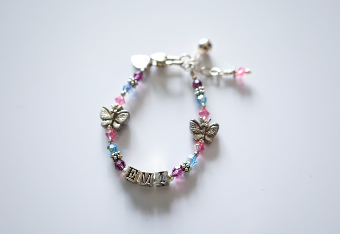 BUTTERFLY KISSES NAME GIRLS BRACELET