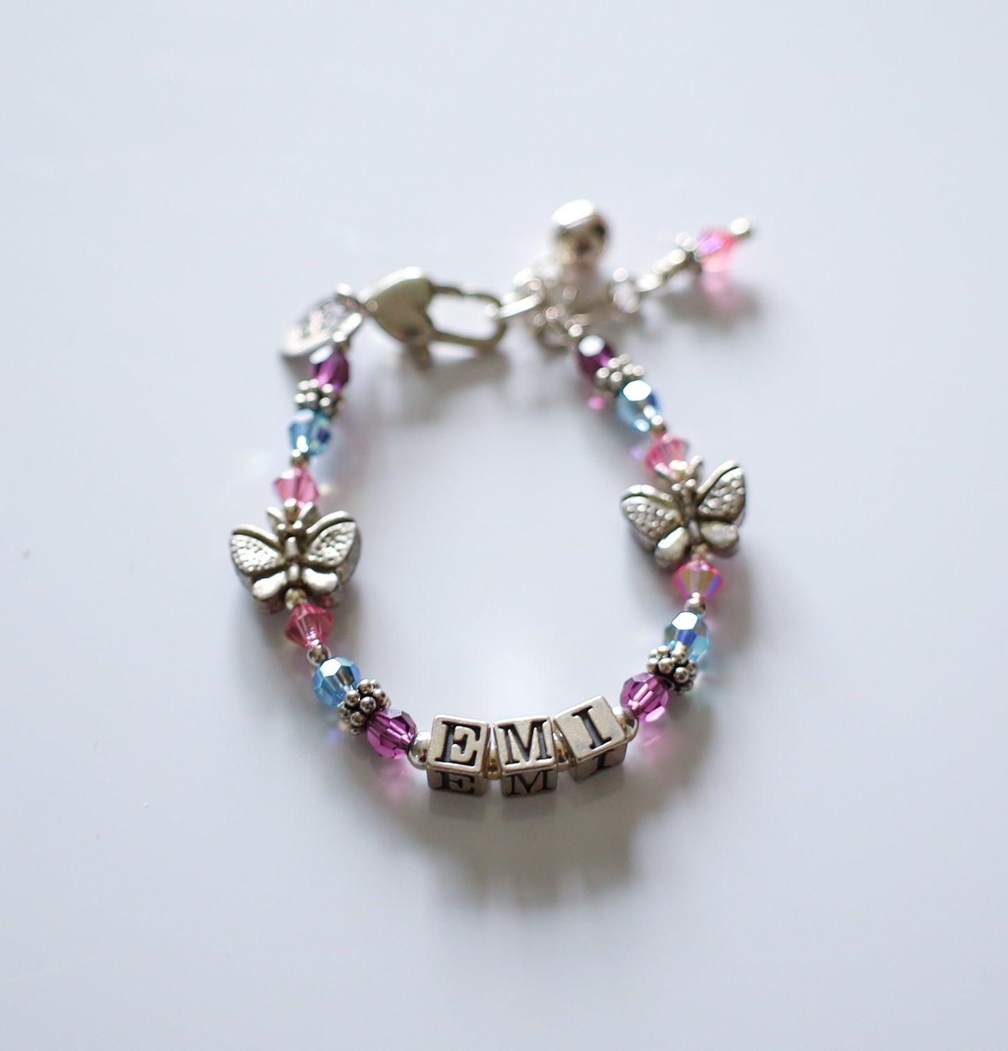 BUTTERFLY KISSES NAME GIRLS BRACELET