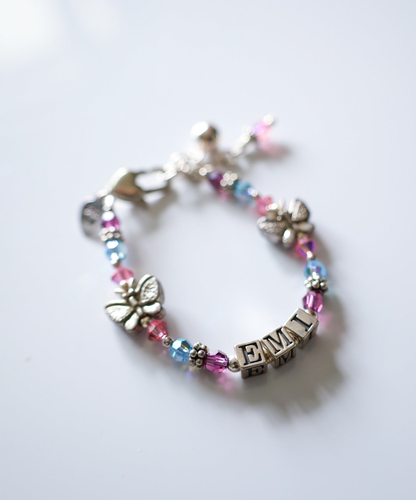 BUTTERFLY KISSES NAME GIRLS BRACELET